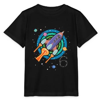 Geburtstag 6 Jahre Rakete Weltraum Raumschiff - Stanley/Stella Kinder T-Shirt MINI CREATOR  - Schwarz - Vorne - Mikhail (115cm)
