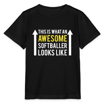 This Is What An Awesome Softballer Looks Like - Stanley/Stella Kinder T-Shirt MINI CREATOR  - Schwarz - Vorne - Mikhail (115cm)