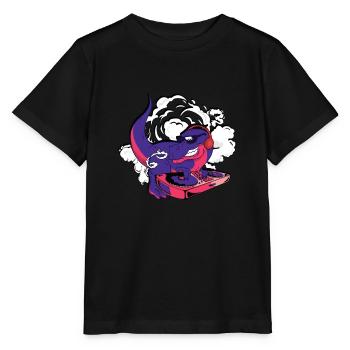 DJ Trex Dinosaur playing turntable - electronic - Stanley/Stella MINI CREATOR Kids’ T-Shirt - black - Front - Mikhail (115cm)
