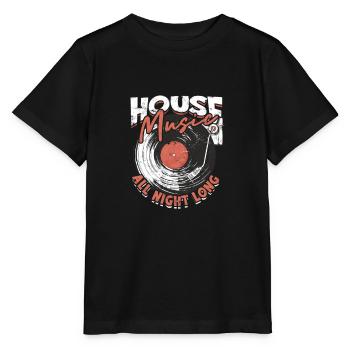 House Music toute la nuit - dj - T-shirt bio MINI CREATOR Stanley/Stella Enfant - noir - Devant - Mikhail (115cm)