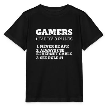 Les joueurs vivent par 3 règles ne jamais être AFK Toujours utiliser - T-shirt bio MINI CREATOR Stanley/Stella Enfant - noir - Devant - Mikhail (115cm)