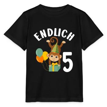5. Geburtstag 5 Jahre Affen Motiv Jungen Geschenk - Stanley/Stella Kinder T-Shirt MINI CREATOR  - Schwarz - Vorne - Mikhail (115cm)