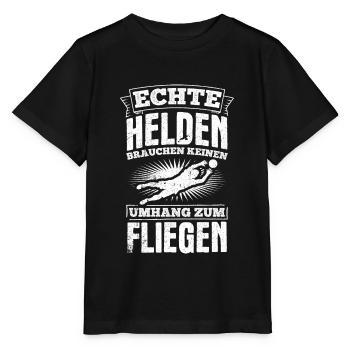 Echte Helden brauchen keinen Umhang zum Fliegen - - Stanley/Stella Kinder T-Shirt MINI CREATOR  - Schwarz - Vorne - Mikhail (115cm)