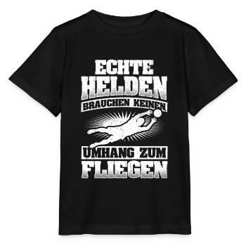 Echte Helden brauchen keinen Umhang zum Fliegen - - Stanley/Stella Kinder T-Shirt MINI CREATOR  - Schwarz - Vorne - Mikhail (115cm)