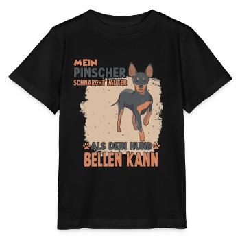 Hundehalter Training Pinscher Hundesport Pinscher - Stanley/Stella Kinder T-Shirt MINI CREATOR  - Schwarz - Vorne - Mikhail (115cm)