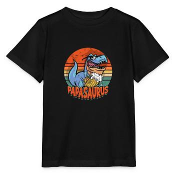 Papasaurus Dinosaur Papa Saurus - préhistorique - T-shirt bio MINI CREATOR Stanley/Stella Enfant - noir - Devant - Mikhail (115cm)