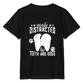 Facilement distrait par les dents et les chiens - dentaire - T-shirt bio MINI CREATOR Stanley/Stella Enfant - noir - Devant - Mikhail (115cm)