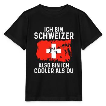 Schweiz Schweizer - Stanley/Stella Kinder T-Shirt MINI CREATOR  - Schwarz - Vorne - Mikhail (115cm)