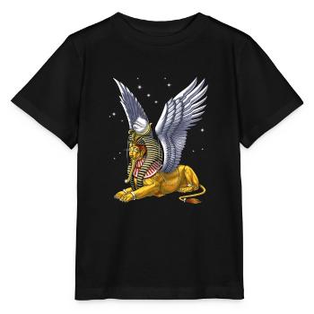 Sphinx de la mythologie égyptienne antique - T-shirt bio MINI CREATOR Stanley/Stella Enfant - noir - Devant - Mikhail (115cm)