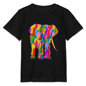 Elephant Colorful - Stanley/Stella MINI CREATOR Kids’ T-Shirt - black - Front - Mikhail (115cm)