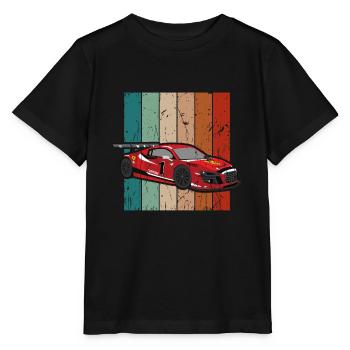 Voiture de course avec fond de couleur rétro - racer - T-shirt bio MINI CREATOR Stanley/Stella Enfant - noir - Devant - Mikhail (115cm)