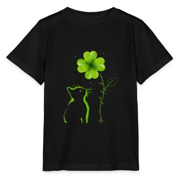 Tu es mon lucky charm cat Cloverleaf - T-shirt bio MINI CREATOR Stanley/Stella Enfant - noir - Devant - Mikhail (115cm)