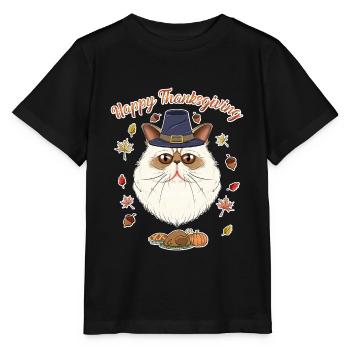 Amoureux des chats de l’Himalaya I Joyeux Thanksgiving - T-shirt bio MINI CREATOR Stanley/Stella Enfant - noir - Devant - Mikhail (115cm)