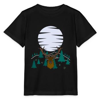 Bois de lune de cerf avec bois de cerf - T-shirt bio MINI CREATOR Stanley/Stella Enfant - noir - Devant - Mikhail (115cm)