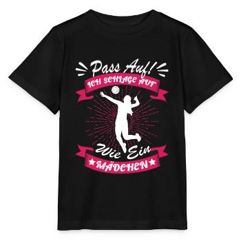 Volleyballerin Pass auf ich schlage auf - Stanley/Stella Kinder T-Shirt MINI CREATOR  - Schwarz - Vorne - Mikhail (115cm)