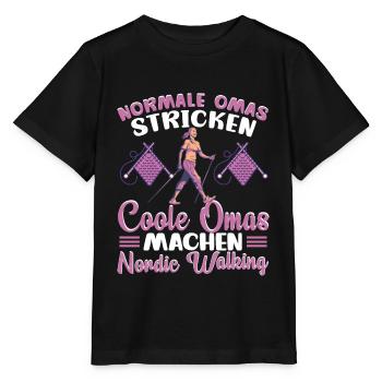 Nordic Walking Coole Omas gehen Walken - Stanley/Stella Kinder T-Shirt MINI CREATOR  - Schwarz - Vorne - Mikhail (115cm)
