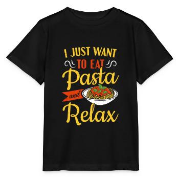 Ich möchte nur Pasta essen und Pasta entspannen - Stanley/Stella Kinder T-Shirt MINI CREATOR  - Schwarz - Vorne - Mikhail (115cm)