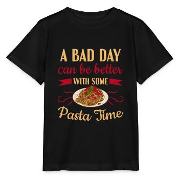 Ein schlechter Tag kann mit etwas Pasta-Pasta besser sein - Stanley/Stella Kinder T-Shirt MINI CREATOR  - Schwarz - Vorne - Mikhail (115cm)
