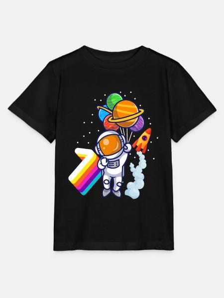 Astronaut 7. Geburtstag Weltraum Jungen Geschenk - Stanley/Stella Kinder T-Shirt MINI CREATOR - Schwarz