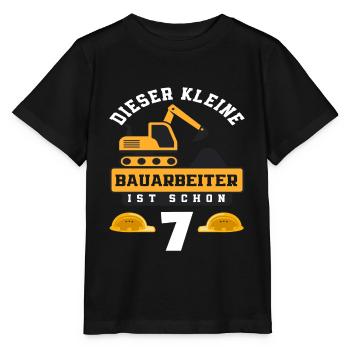 Bauarbeiter 7. Geburtstag Bagger Jungen Geschenk - Stanley/Stella Kinder T-Shirt MINI CREATOR  - Schwarz - Vorne - Mikhail (115cm)