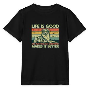 La vie est bonne un berger australien le fait - T-shirt bio MINI CREATOR Stanley/Stella Enfant - noir - Devant - Mikhail (115cm)