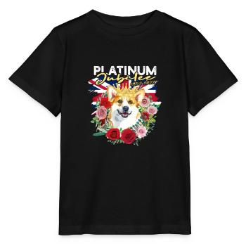 Platin-Jubiläum 1952-2022 - corgi Inhaber - Stanley/Stella Kinder T-Shirt MINI CREATOR  - Schwarz - Vorne - Mikhail (115cm)