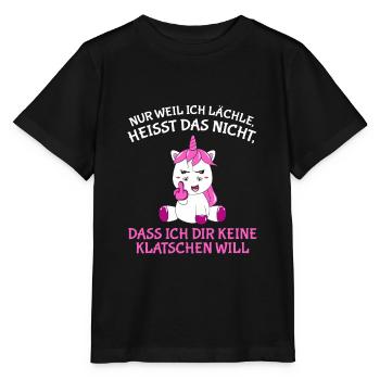 Nur weil ich lächle heißt nich dir keine klatschen - Stanley/Stella Kinder T-Shirt MINI CREATOR  - Schwarz - Vorne - Mikhail (115cm)