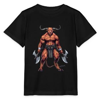 Greek Mythology Deity Minotaur - Stanley/Stella MINI CREATOR Kids’ T-Shirt - black - Front - Mikhail (115cm)