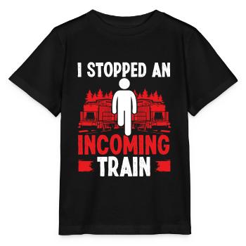 Leg Amputee an incoming Train Funny Amputated Leg - Stanley/Stella MINI CREATOR Kids’ T-Shirt - black - Front - Mikhail (115cm)