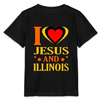 Ich Liebe Jesus Und Illinois Geschenk - Stanley/Stella Kinder T-Shirt MINI CREATOR  - Schwarz - Vorne - Mikhail (115cm)