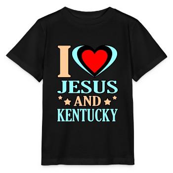 Ich Liebe Jesus Und Kentucky geschenk - Stanley/Stella Kinder T-Shirt MINI CREATOR  - Schwarz - Vorne - Mikhail (115cm)