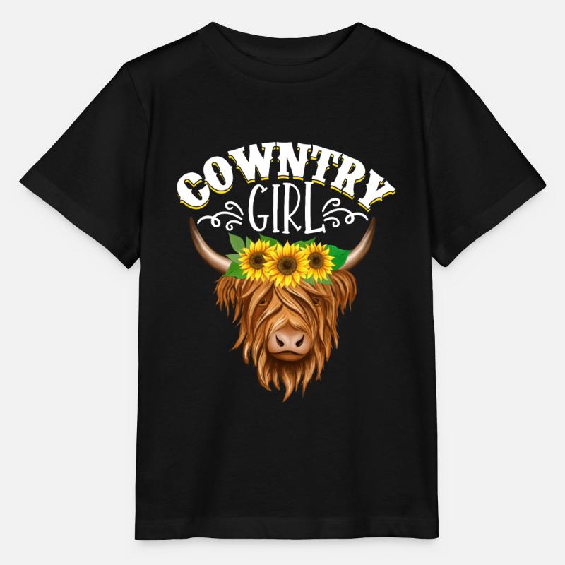 Scottish Highland Cattle Cow - Stanley/Stella Kinder T-Shirt MINI CREATOR - Schwarz