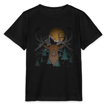 Bois de lune de cerf avec bois de cerf - T-shirt bio MINI CREATOR Stanley/Stella Enfant - noir - Devant - Mikhail (115cm)