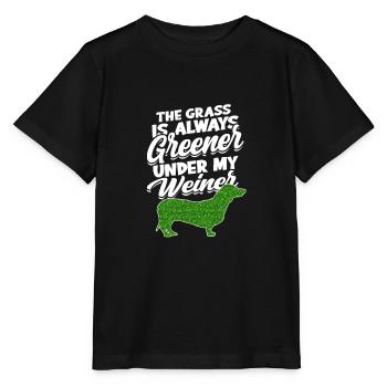 L’herbe est toujours plus verte sous mon weiner - animal de compagnie - T-shirt bio MINI CREATOR Stanley/Stella Enfant - noir - Devant - Mikhail (115cm)