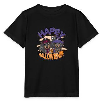 Happy Hallowiener - adorable dog - Stanley/Stella MINI CREATOR Kids’ T-Shirt - black - Front - Mikhail (115cm)