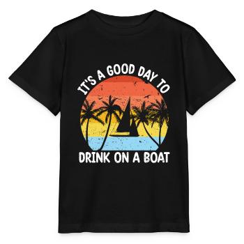 Es ist ein guter Tag, um auf einem Boot zu - Stanley/Stella Kinder T-Shirt MINI CREATOR  - Schwarz - Vorne - Mikhail (115cm)