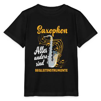 Saxophon Saxophon Saxophon - Stanley/Stella Kinder T-Shirt MINI CREATOR  - Schwarz - Vorne - Mikhail (115cm)