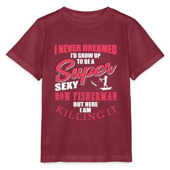 Bow fishermen - Stanley/Stella MINI CREATOR Kids’ T-Shirt - burgundy - Front - Kain (125cm)