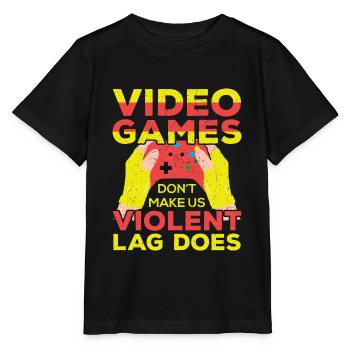 Games Dont Make Us Violent Lag Does - Stanley/Stella MINI CREATOR Kids’ T-Shirt - black - Front - Mikhail (115cm)