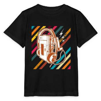 Walkman Artwork Cassette Player - Stanley/Stella MINI CREATOR Kids’ T-Shirt - black - Front - Mikhail (115cm)