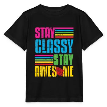 Classy Stay Aweome Retro Walkman - Stanley/Stella MINI CREATOR Kids’ T-Shirt - black - Front - Mikhail (115cm)