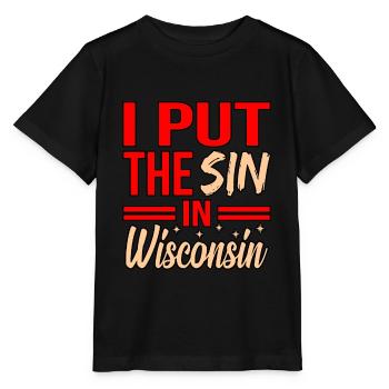 Sin in Wisconsin gift - Stanley/Stella MINI CREATOR Kids’ T-Shirt - black - Front - Mikhail (115cm)