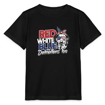 Rouge Blanc Bleu et Dalmatiens aussi - noir et - T-shirt bio MINI CREATOR Stanley/Stella Enfant - noir - Devant - Mikhail (115cm)