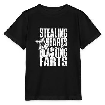 Herzen stehlen und furzen - süßer Hund - Stanley/Stella Kinder T-Shirt MINI CREATOR  - Schwarz - Vorne - Mikhail (115cm)