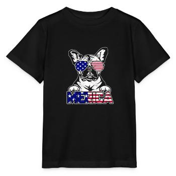 Merica - Französische Bulldogge - Stanley/Stella Kinder T-Shirt MINI CREATOR  - Schwarz - Vorne - Mikhail (115cm)