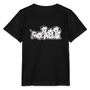 Dalmatinische Welpen - schwarz und weiß - Stanley/Stella Kinder T-Shirt MINI CREATOR  - Schwarz - Vorne - Mikhail (115cm)