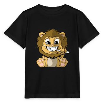 Brushing Teeth Lion Teeth Brushing - Stanley/Stella MINI CREATOR Kids’ T-Shirt - black - Front - Mikhail (115cm)