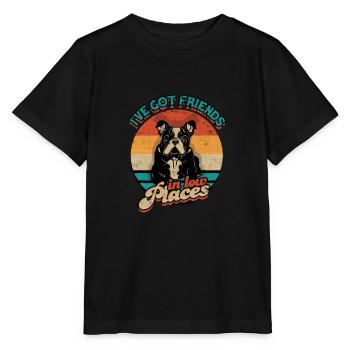 J’ai des amis dans des endroits bas - français bouledogue - T-shirt bio MINI CREATOR Stanley/Stella Enfant - noir - Devant - Mikhail (115cm)
