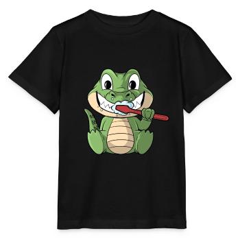 Brushing Crocodile Teeth Brushing - Stanley/Stella MINI CREATOR Kids’ T-Shirt - black - Front - Mikhail (115cm)