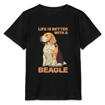 Das Leben ist bettter mit einem Beagle - Beagle - Stanley/Stella Kinder T-Shirt MINI CREATOR  - Schwarz - Vorne - Mikhail (115cm)